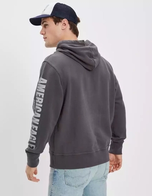 Sweat à Capuche American Eagle AE Bonfire Fleece Graphique Noir Homme | WZA-84693523